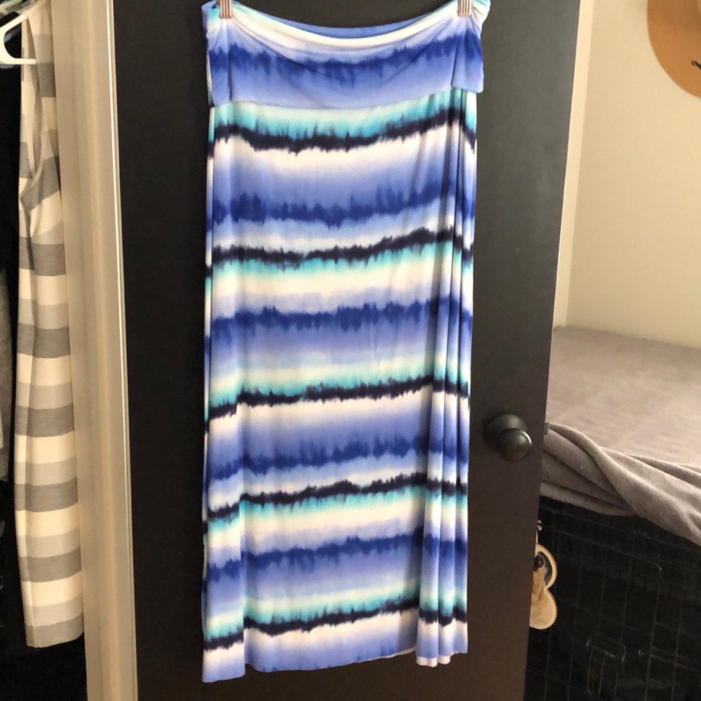 Blue Watercolor Maxi Skirt